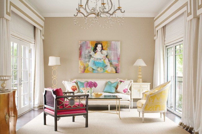 can-u-spot-from-col-homes-and-lifestyles-emily-minton-redfield-art-by-matti-berglund-pink-bold-floral-turq-brass-white-greek-key