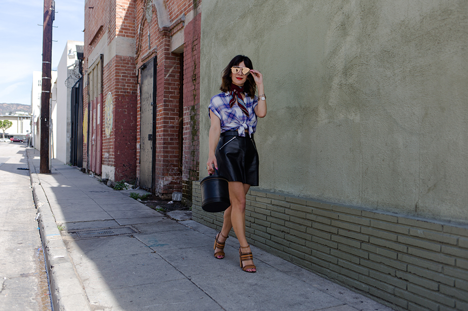how to style a leather skirt for spring