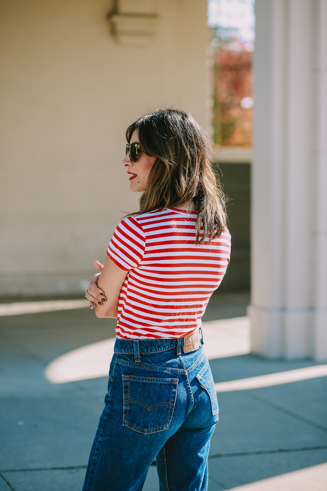 vintage levis and striped tee