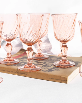 Attractive Set of 5 Stemmed Crystal Wine Glasses with Slanted Swirls!! -  household items - by owner - housewares sale